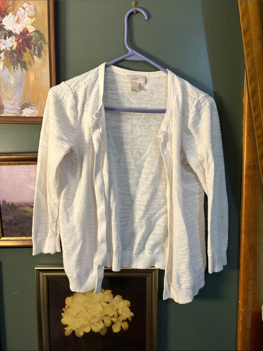 LOFT Women's Ivory Open-Front Lightweight Cardigan